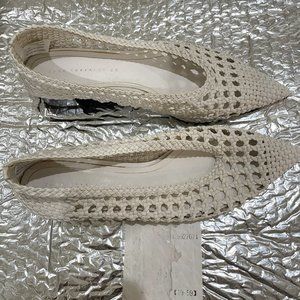 White Woven Low Heel